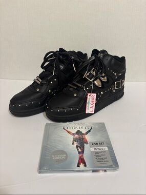 L.A. Gear Black Studded Buckle High-Tops limited edition  Michael Jackson